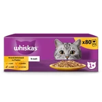 WHISKAS 1+ Poultry Feasts Selections, drób, mokra karma dla kotów w saszetkach (w galarecie), opakowanie zbiorcze, 85 g × 80: ceny i cechy