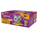 WHISKAS 1+ Poultry Feasts Selections, drób, mokra karma dla kotów w saszetkach (w galarecie), opakowanie zbiorcze, 85 g × 80: ceny i cechy