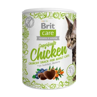 BRIT Care Snack Superfruits, Kip en Duindoorn, graanvrije kattensnoepjes, 100 g