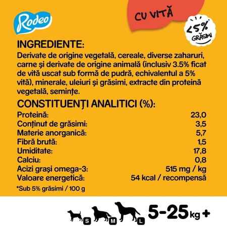 PEDIGREE Rodeo, recompense câini, batoane, Vită, 70g