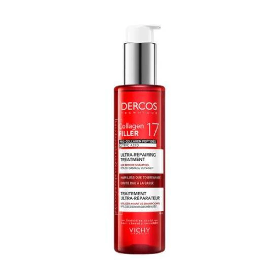 VICHY Dercos Collagen 17 Filler Pre-Shampoo, herstellende shampoo ter voorkoming van haarbreuk, 150 ml