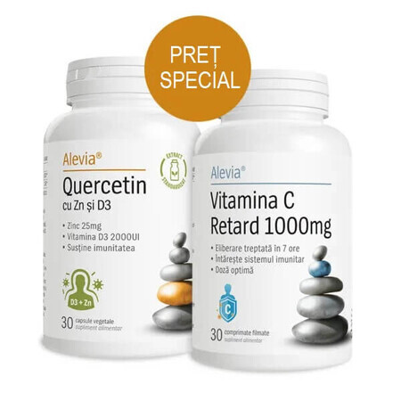 Quercetina con zinco e vitamina D3 + vitamina C Retard 1000 mg, 30 + 30 compresse, Alevia