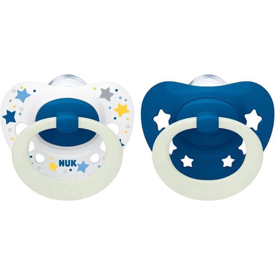 Nuk | Speciale orthodontische siliconen-nachtfopspenen met etui voor 6–18 maanden | 2-pack