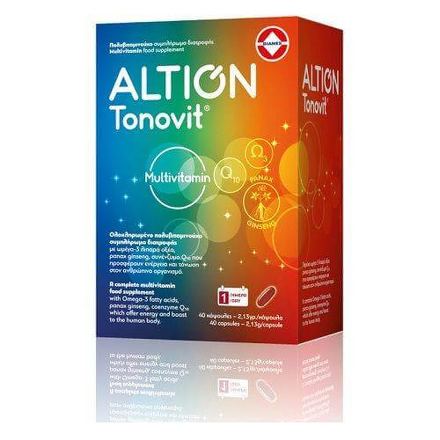 Altion | Tonovit Multivitamine | Multivitamine-voedingssupplement met omega-3 en Q10 voor energie en vitaliteit | 40 capsules