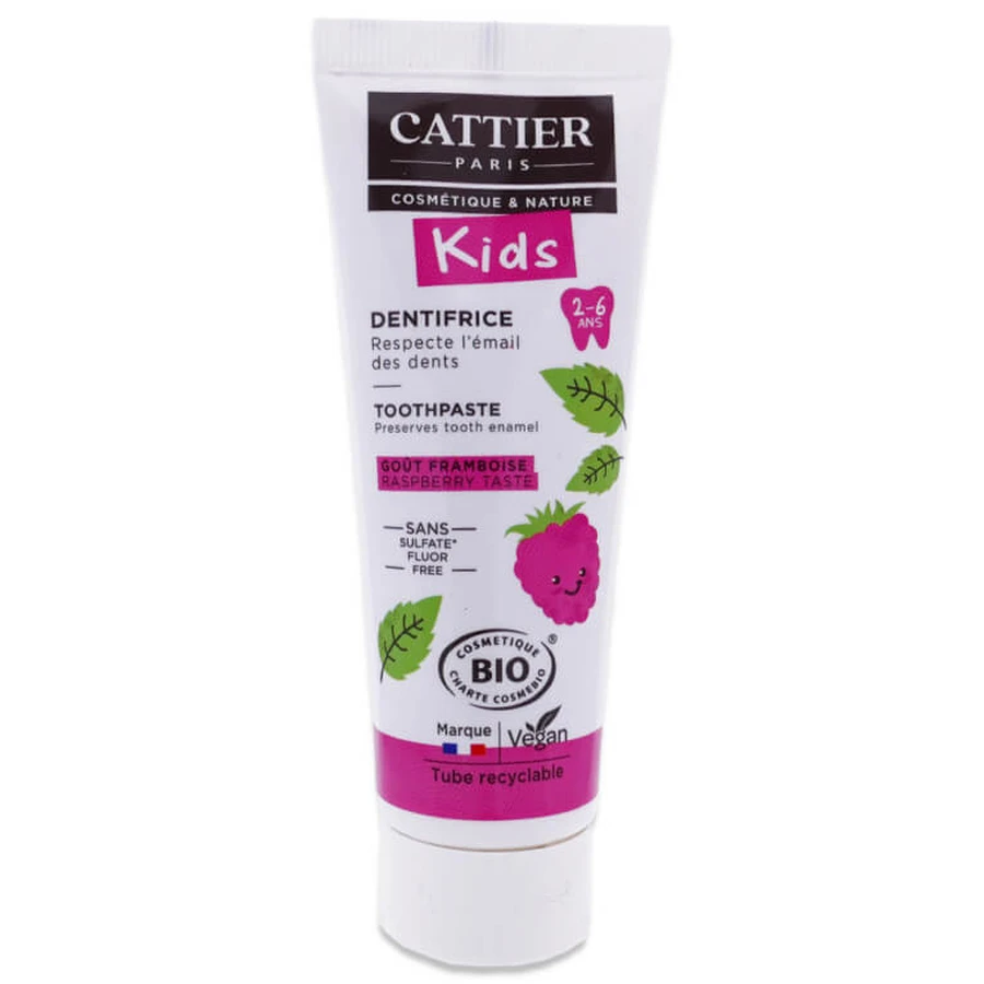 CATTIER BIOLOGISCHE KINDERTANDPASTA, FRAMBOZENSMAAK, 50 ML