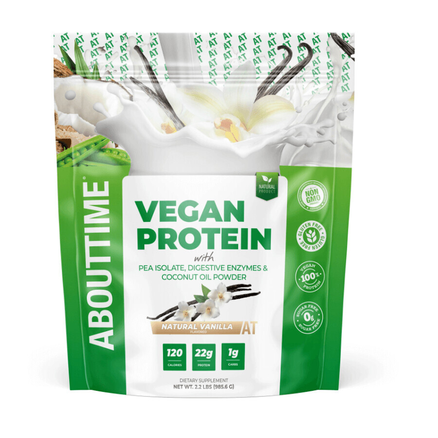 Abouttime Vegan Protein Proteína vegana con sabor a vainilla natural, 985,6 G