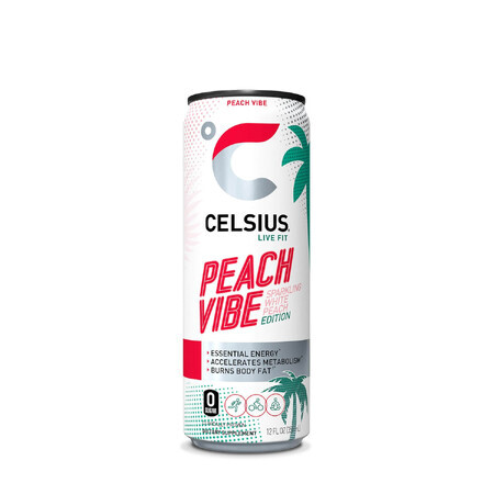 Peach Vibe Boisson Énergisante Gazeuse Pêche Blanche, 355 ml, Celsius®