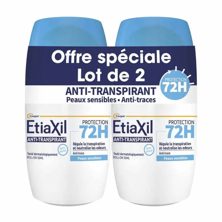 ETIAXIL ANTITRANSPIRANT PROTECȚIE 72 DE ORE, SET DE 2 X 50 ML