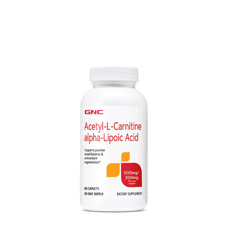 Gnc Acetil-l-carnitina Ácido Alfa-lipoico, Ala Acetil L-carnitina 500 Mg Si Ácido Alfa Lipoico 200 Mg, 60 Tb