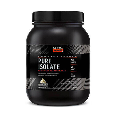 Gnc Amp Pure Isolate, Isolat de protéines de lactosérum avec arôme de vanille, 896 g