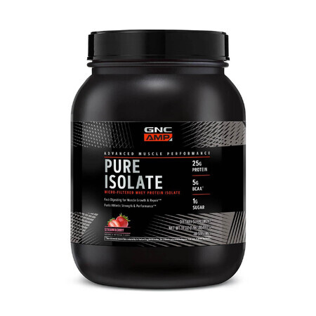 Gnc Amp Pure Isolate, Aislado de proteína de suero, sabor fresa, 882 G