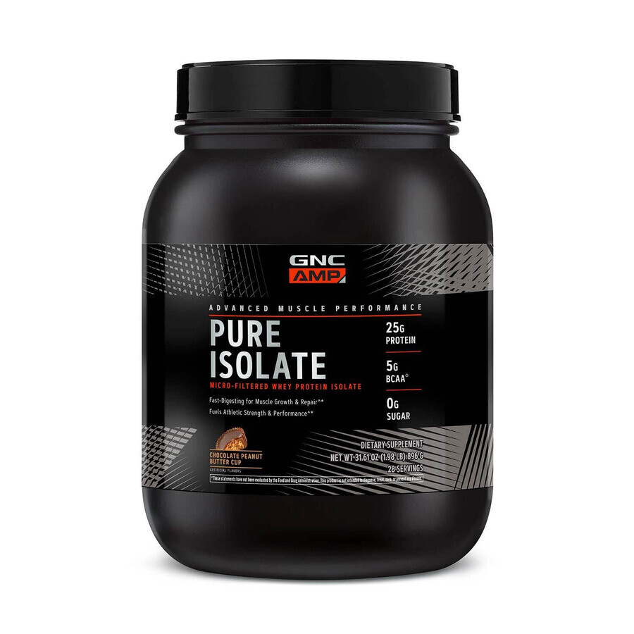 Gnc Amp Pure Isolate, Aislado de Proteína de Suero con Sabor a Chocolate y Mantequilla de Cacahuete, 896 G