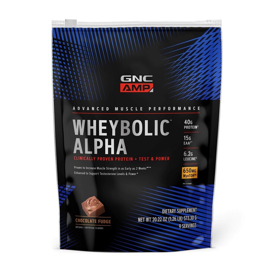 Gnc Amp Wheybolic Alpha, Protéines de lactosérum, Goût chocolat, 573.30 g