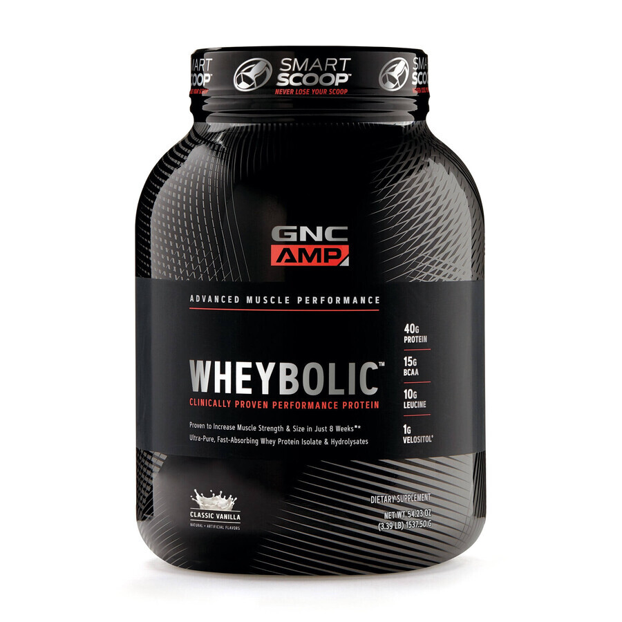 Gnc Amp Wheybolic, proteine ​​del siero di latte, al gusto di vaniglia, 1300 G