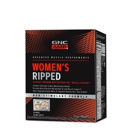 Gnc Amp Women's Ripped Vitapak Programa No Estimulante, 30 Paquetes