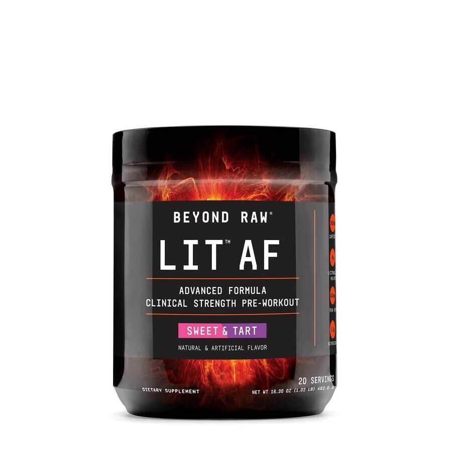 Gnc Beyond Raw Lit Af con sabor a cereza agridulce, 462g