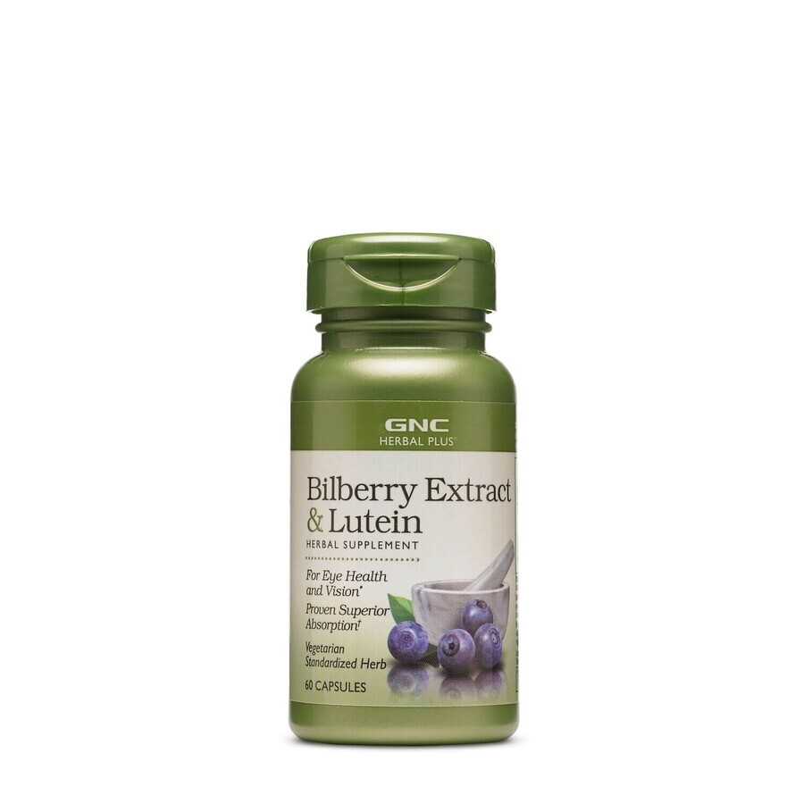 Gnc Herbal Plus Bilberry Extract & Lutein, Extract De Afine Si Luteina, 60 Cps