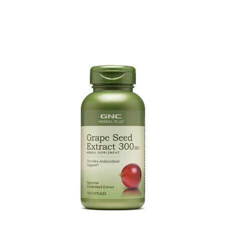 Gnc Herbal Plus Semilla de Uva 300 Mg, Extracto de Semilla de Uva, 100 Cps