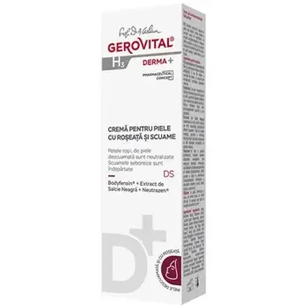 Gerovital H3 Derma+ Crema para piel con rojeces y descamación, 50 ml