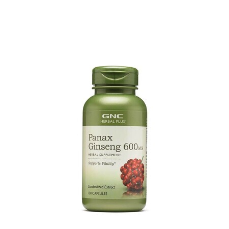 Gnc Herbal Plus Panax Ginseng 600 Mg, gestandaardiseerd ginsengextract, 100 Cps