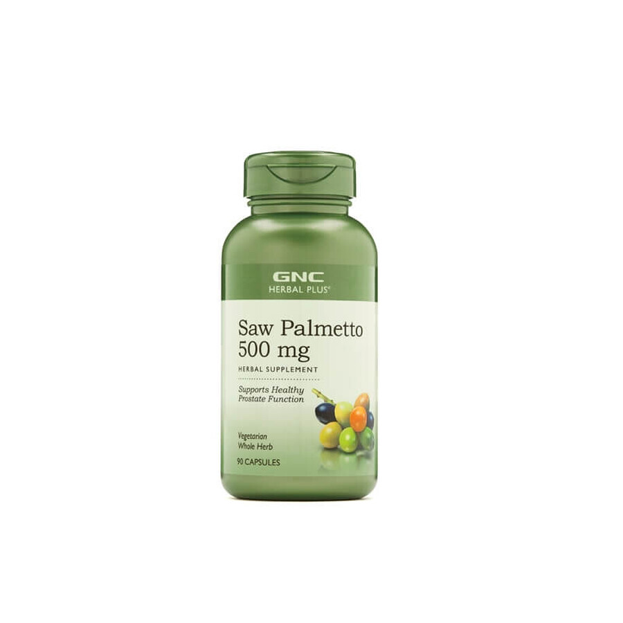 Gnc Herbal Plus Saw Palmetto 500 Mg, Extracto de Saw Palmetto, 90 Cps