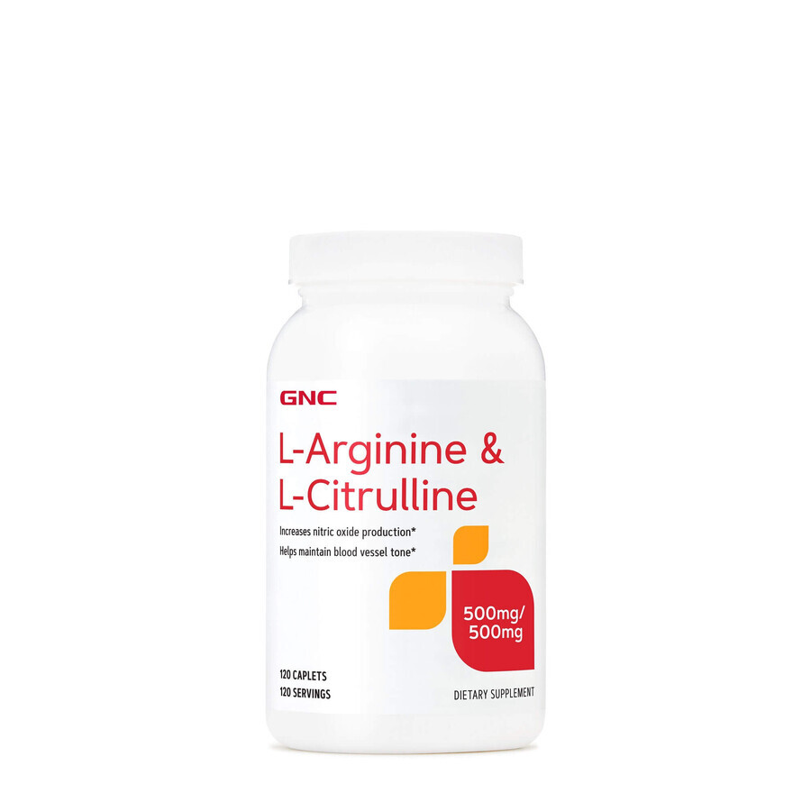 Gnc L-arginina y L-citrulina, L-arginina y L-citrulina, 120 Tb