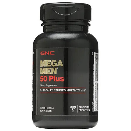 Gnc Mega Men 50 Plus, Complexe Multivitaminique Pour Hommes, 60 Tb