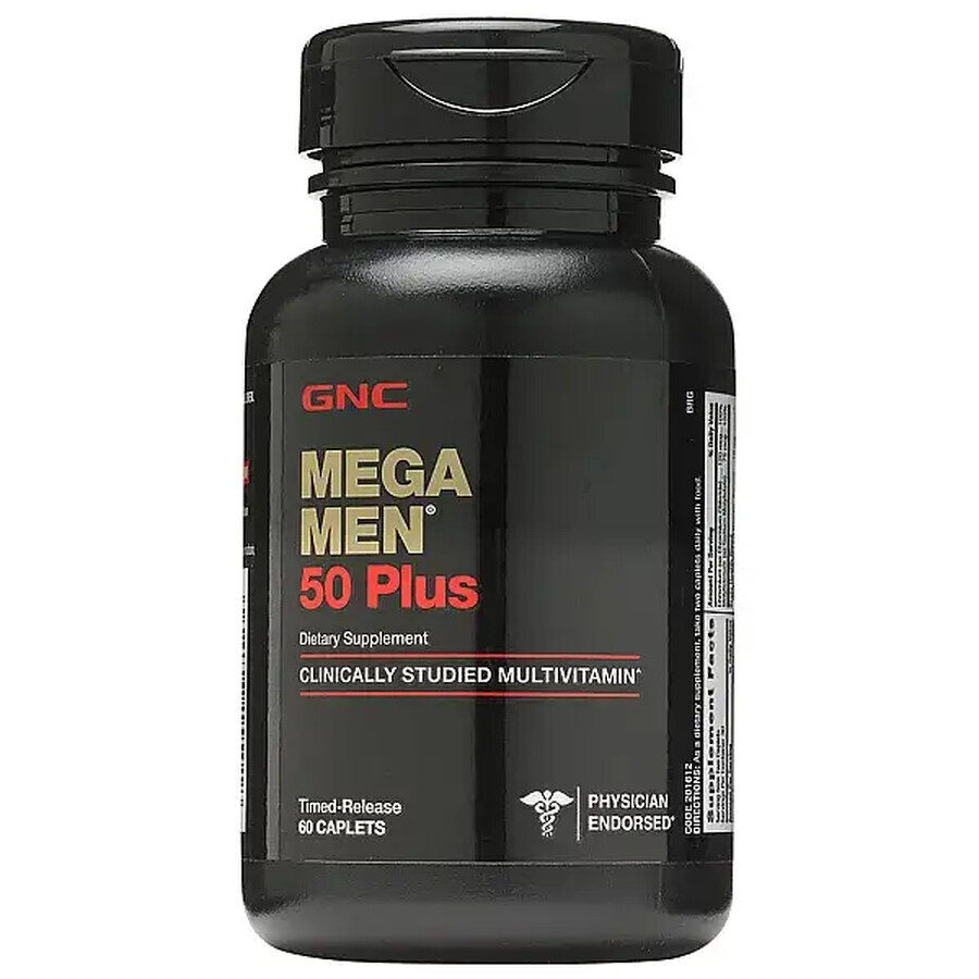 Gnc Mega Men 50 Plus, Complexe Multivitaminique Pour Hommes, 60 Tb