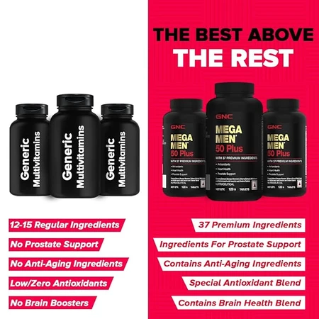 Gnc Mega Men 50 Plus, Complejo multivitamínico para hombres, 60 Tb