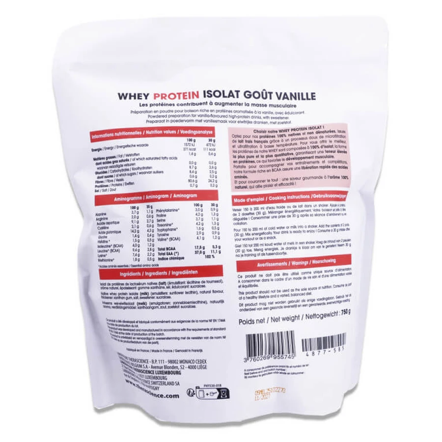 THERASCIENCE VANILLA WHEY PROTEÏNE-ISOLAAT 750 G