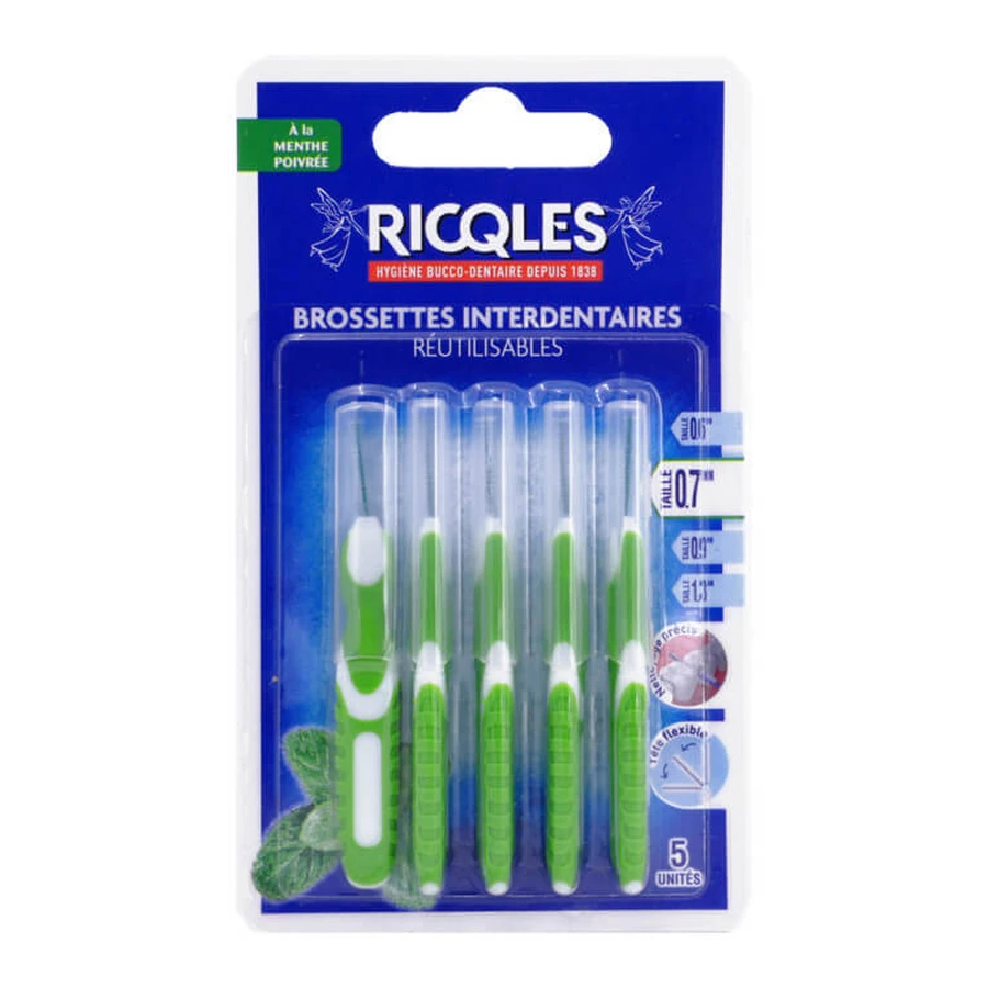 RICQLES 5 WIEDERVERWENDBARE ZWISCHENZAHNBÜRSTEN 0,7 MM