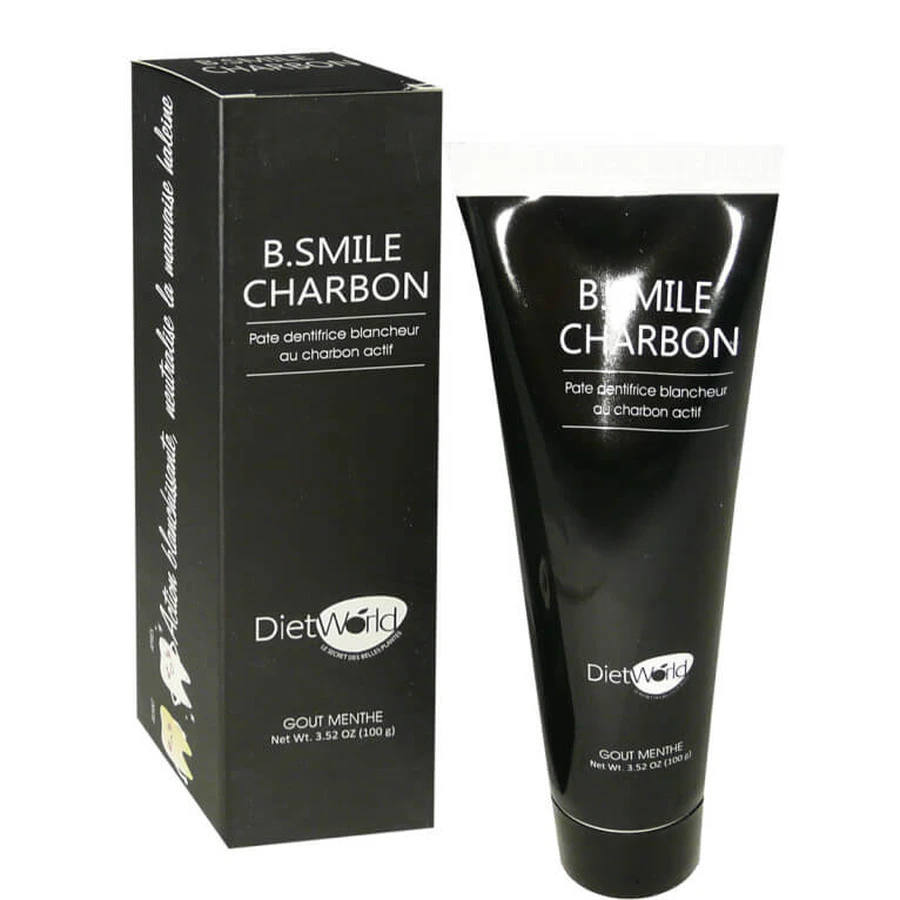 B.SMILE PASTĂ DE DINȚI CU CĂRBUNE, AROMĂ DE MENTĂ, 100 g, DIET WORLD