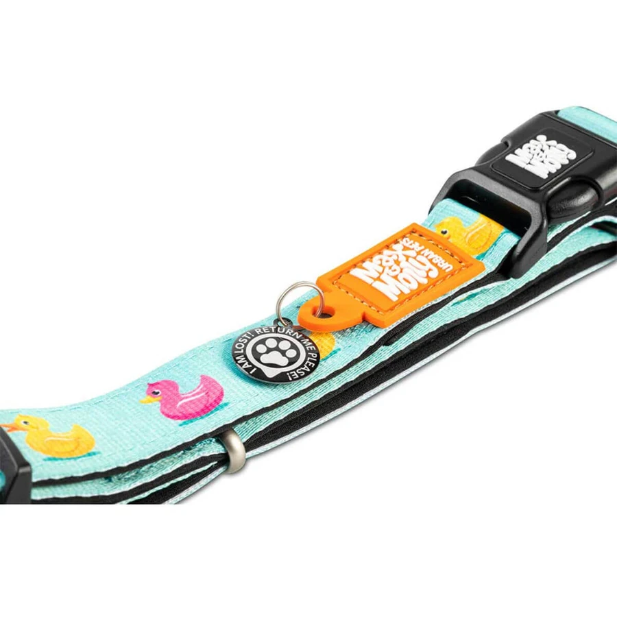 MAX & MOLLY Smart ID Ducklings, collier pour chien, réglable, polyester, bleu, boucle en forme de trident, XS