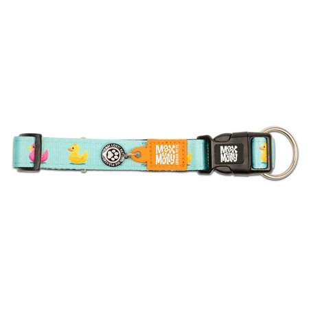 MAX & MOLLY Smart ID Ducklings, collier pour chien, réglable, polyester, bleu, boucle en forme de trident, taille S