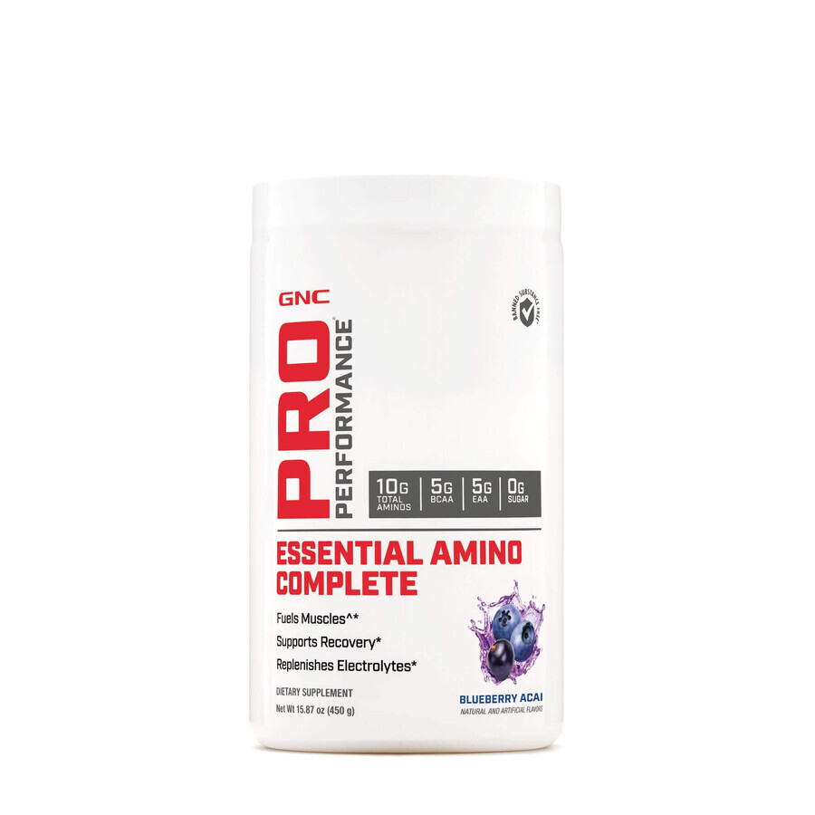 Gnc Pro Performance Essential Amino Complete, Aminoácidos, Con Sabor Arándano, 450 G