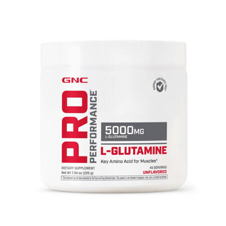 Gnc Pro Performance L-glutamina micronizada 5000 Mg, L-glutamina micronizada en polvo sin sabor, 225 G