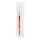 Imagen: Jeringa desechable de 1 ml con una aguja de 27 G