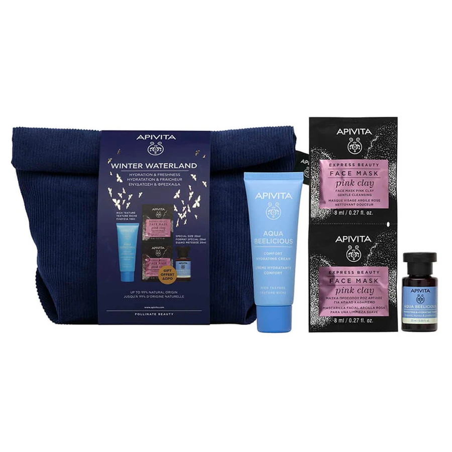 Pack promocional de Apivita: Crema hidratante Aqua Beelicious, suave y de textura rica, 40 ml, y loción hidratante antiimperfecciones GRATIS, 20 ml, y E