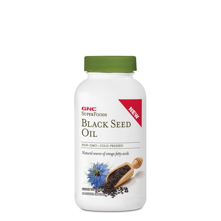 Gnc Superfoods Aceite de Semillas Negras, Aceite de Semillas de Alcaravea Negra, 90 Cps