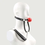 Bâillon en cuir respirant avec sangle - Rouge