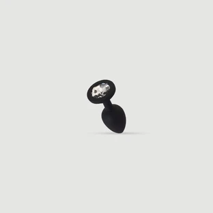 Petit plug anal en silicone de la collection Anal, avec bijou rond - Noir/Transparent