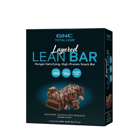 Gnc Total Lean Layered Lean Bar, Barrita de proteínas, sabor a mousse de chocolate, 44g