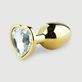 Anal Collection: kleine metalen buttplug met hartvormig sieraad – goud/transparant