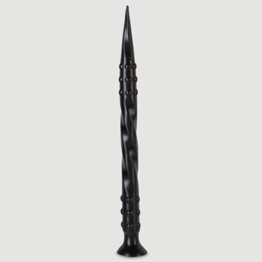 Dildo cu vârf ascuțit și răsucire, de adâncime redusă, 40 x 3 cm – Negru