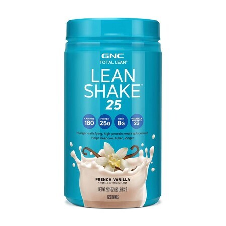 Gnc Total Lean Lean Shake 25, Batido de proteínas con sabor a vainilla, 832 G