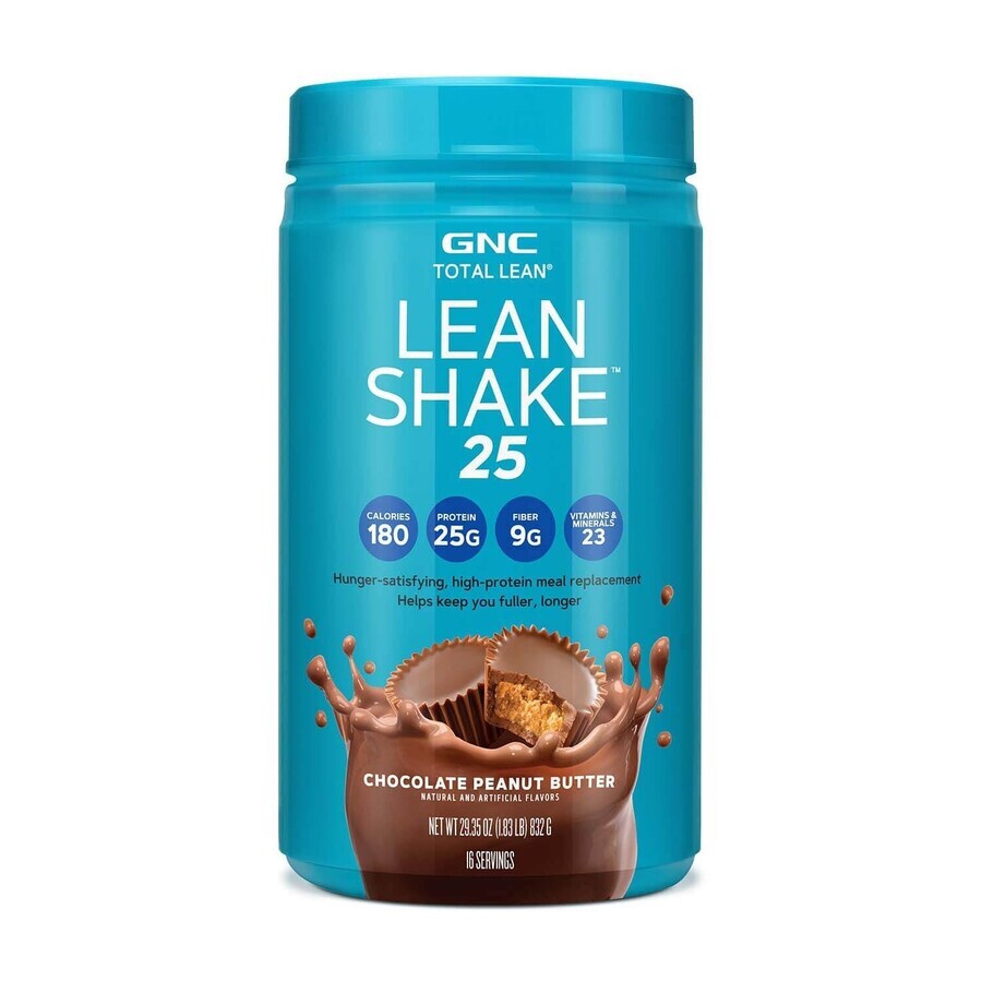 Gnc Total Lean Lean Shake 25, boisson protéinée, aromatisée au chocolat et au beurre de cacahuète, 832 g