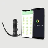 Vibrador de silicona para la próstata con función de empuje «Power Thruster», controlable mediante aplicación y con anillo para el pene - Negro