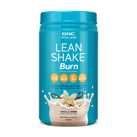 Gnc Total Lean Lean Shake Burn, batido de proteínas, sabor vainilla, 739,2 G