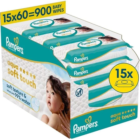 PAMPERS Lingettes Baby Aqua Soft Touch (30 paquets de 60 pièces) 1800 pièces