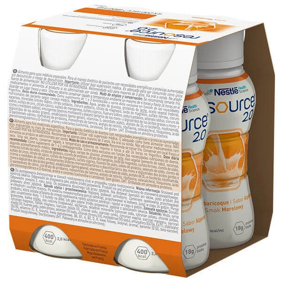 Resource 2.0, supplément nutritionnel, saveur abricot, 12x200 ml